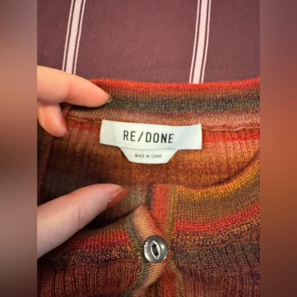 RE/DONE Crewneck Cardi in Fire Combo - Picture 7 of 8